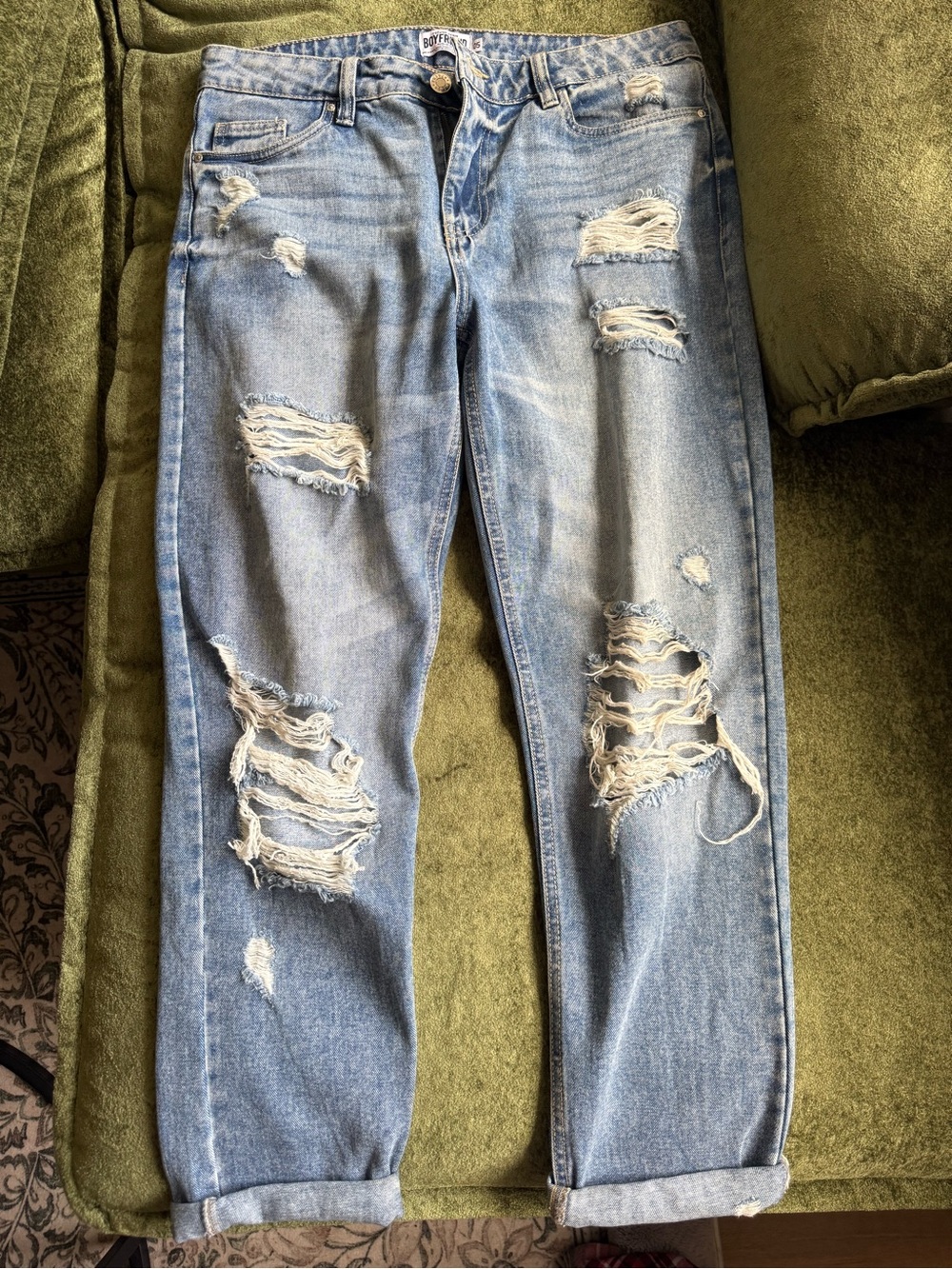 refuge Light Blue Distressed Boyfriend Jeans